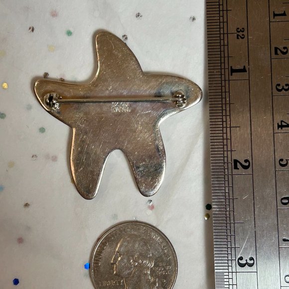 Estate Hallmarked Sterling Silver Starfish Star Brooch Pin - Picture 2 of 5